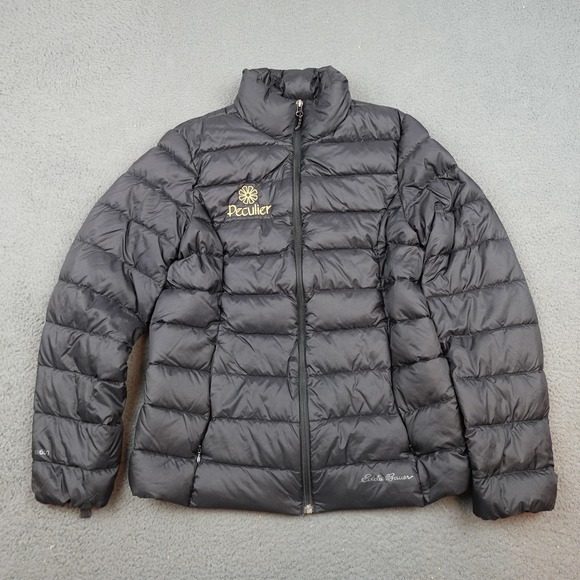 Eddie Bauer Jacket Womens Medium Black EB650 Down Puffer Packable Lightweight - Picture 1 of 12